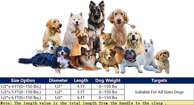 Heavy Duty Dog Leash for Large Medium Small Breed Dogs Handle,4/5/6 FT Holder,Orange,1/2 inch