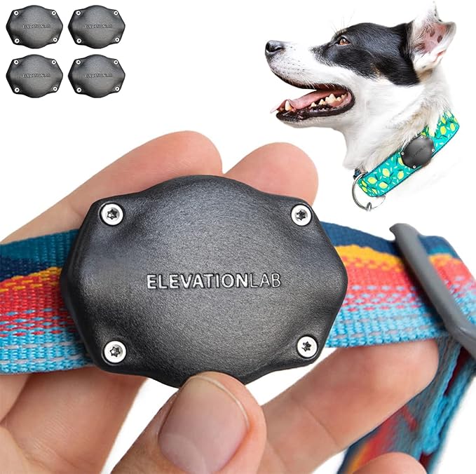 TagVault™ AirTag Dog Collar Mount (4 Pack) - IP68 Waterproof, Doesn't Dangle, Fits All Width Collars | Elevation Lab