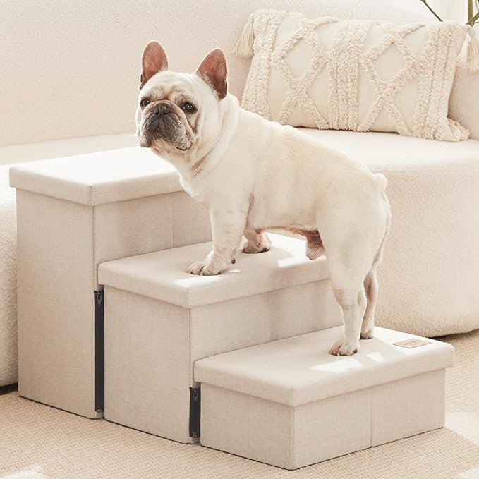 Love's cabin Dog Stairs for Small Medium or Large Dogs with Storage and Adjustable Steps 3-Step Gray 200 lbs,