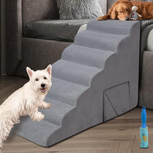 33 inches Dog Steps for High Bed, 7 Tier Dog Stairs/Steps for Small Dogs, Non-Slip Dog Ramp/Ladder for Injured Pets, Older Dogs, and Small Pets