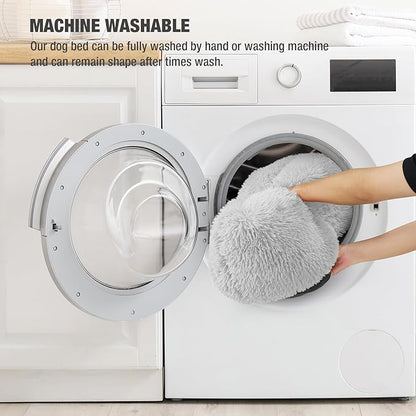 Veehoo Calming Dog Bed for Large Medium Dogs 45 lbs 30", Light