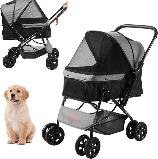 VEVOR Dog Stroller for Medium Small Dogs Cats Up to 44lbs 4 Wheel