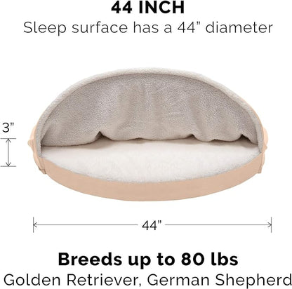 Furhaven 44" Round Cooling Gel Dog Bed for Large Dogs w/ Removable Washable Cover 80 lbs 44-inch