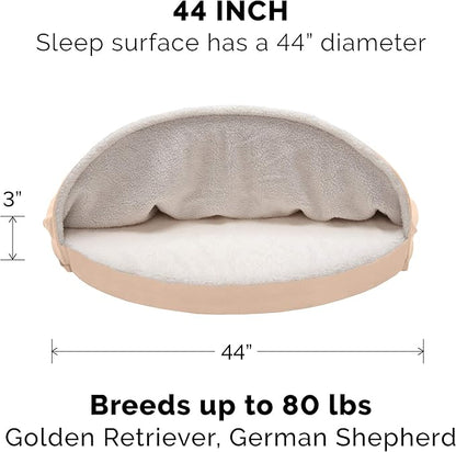 Furhaven 44" Round Memory Foam Dog Bed for Large Dogs w/ Removable Washable Cover 80 lbs 44-inch
