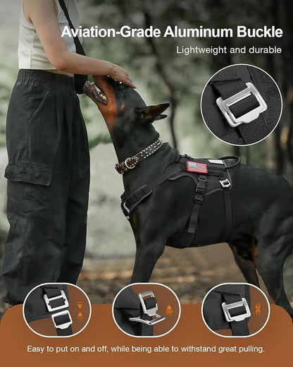 FAYOGOO Tactical Dog Harness for Small and Medium Breed - Mesh Breathable Dog Harness Escape Proof with Handle - No Pull Military Service Dog Vest with Removable Patches for Walking,Training,Hiking