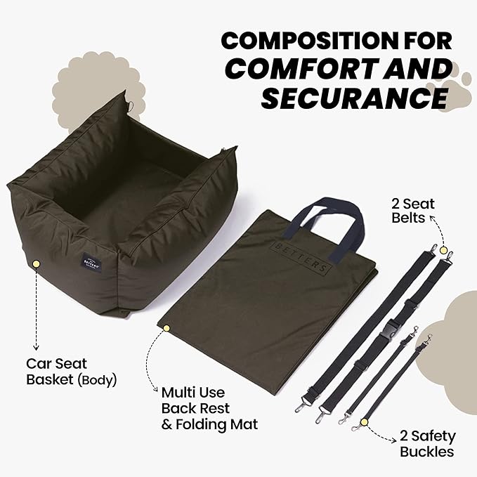 Betters Dog Car Seat Set Blue 2 Straps