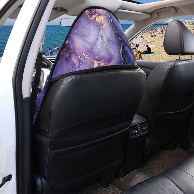 Purple Marble Sweatproof Towel Car Front Seat Cover Non-Slip Bucket Seat Protector Easy to Install Universal Seat Cover for Car
