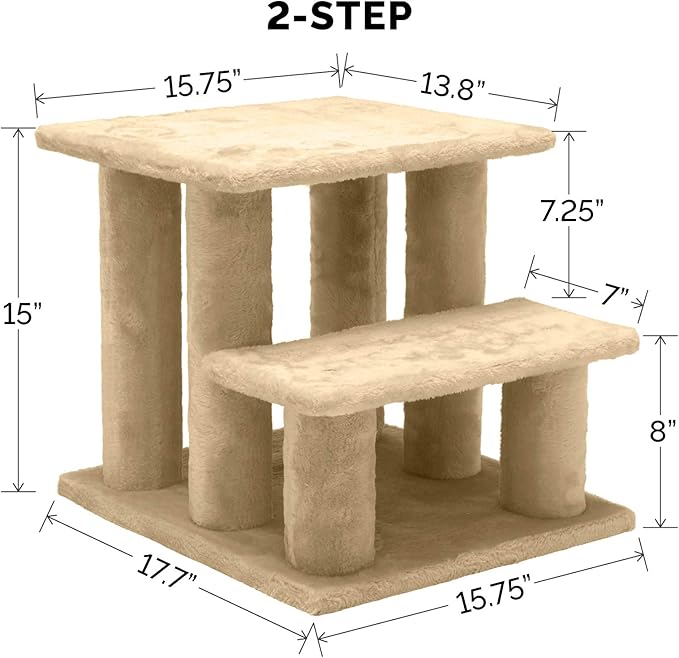 Furhaven Steady Paws Multi-Step Pet Stairs for High Beds & Sofas 3-Step