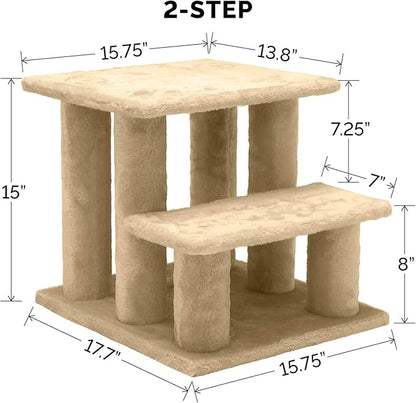Furhaven Steady Paws Multi-Step Pet Stairs for High Beds & Sofas 3-Step