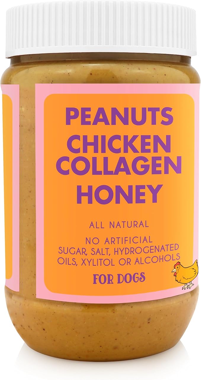 BUDDY BUDDER Bark Bistro Company, Chicken Collagen, 100% Natural Peanut Butter, Healthy Peanut Butter Dog Treats, Stuff in Toy, Dog Pill Pocket, Made in USA (17oz jars)