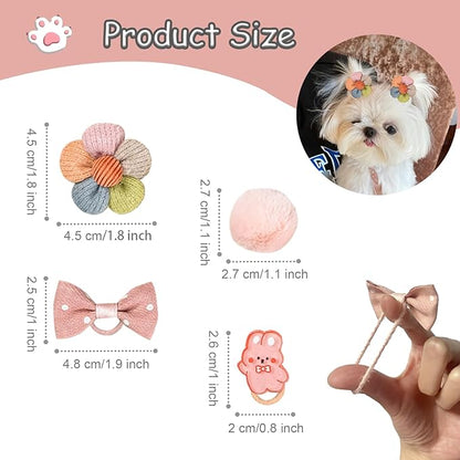 20 Pcs Small Dog Hair Bows with Rubber