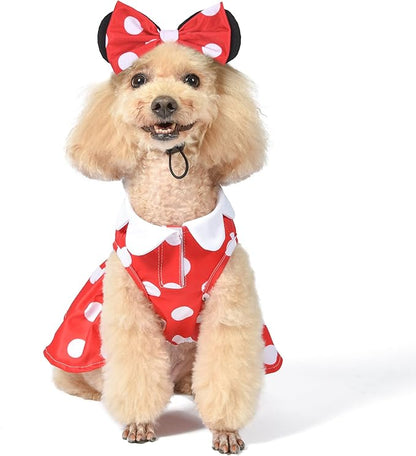 Disney for Pets Minnie Mouse Halloween Costume for Dogs - Large | Disney Halloween Dog Costumes, Funny Pet Costumes | Officially Licensed Disney Dog Halloween Costume,Red