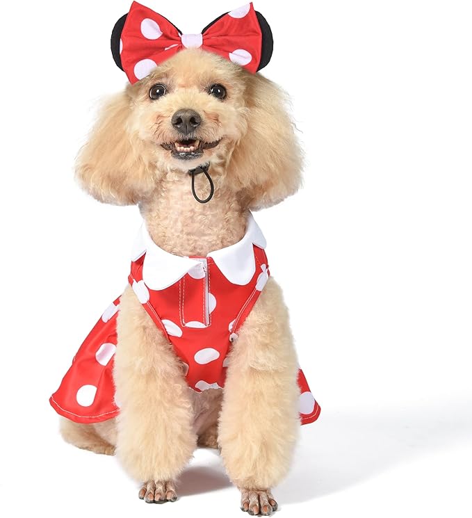 Disney for Pets Minnie Mouse Halloween Costume for Dogs - Small | Disney Halloween Dog Costumes, Funny Pet Costumes | Officially Licensed Disney Dog Halloween Costume,Red