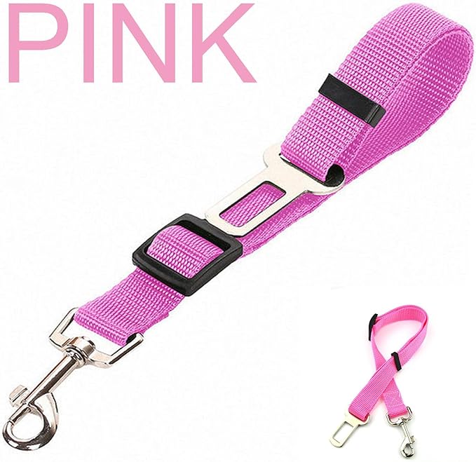 Dog Seat Belts | JHXTZ Pet Seat Belts | 2 Pack Dog Car Seat Belts | Adjustable Pet Seat Belts for Dogs, Cats and Pets(Black and Pink)