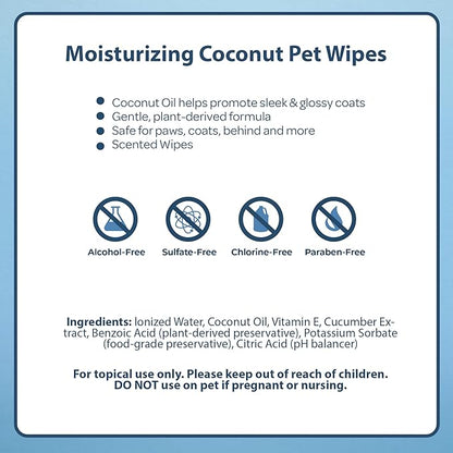 Best Pet Supplies 8" x 9" Pet Grooming Wipes for Dogs & Cats 100 Pack,