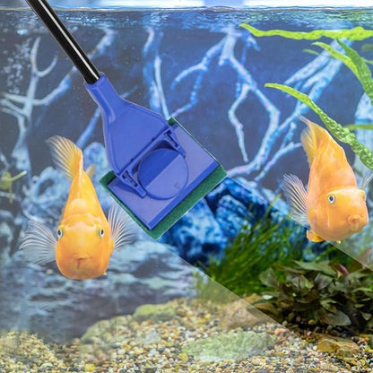 Aquarium Cleaning Tool Set, Fish Tank Cleaner Kit Tools with Handle, Seaweed Scraper, Fishing Net, Sponge Brush, Wall Brush- 5 in 1 & Fish Tank Gravel Cleaner