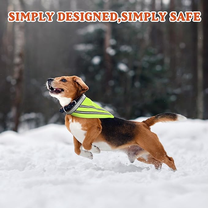 2 Pcs Reflective Dog Bandana with Neon Orange