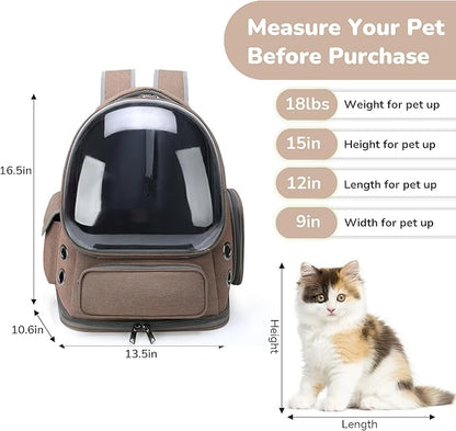 Cat Backpack Carrier for Cats and Small Dogs, Breathable Cat Bubble Backpack, Airline Approved Pet Travel Carrier for Hiking Camping & Outdoor(Khaki) 1