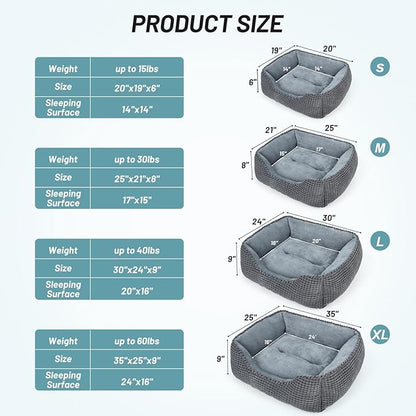 MIXJOY Dog Bed for Large Medium Small Dogs (25'', Grey)