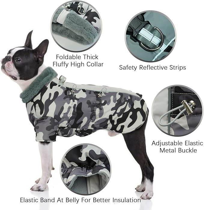IDOMIK Warm Dog Coats with Harness 3XL