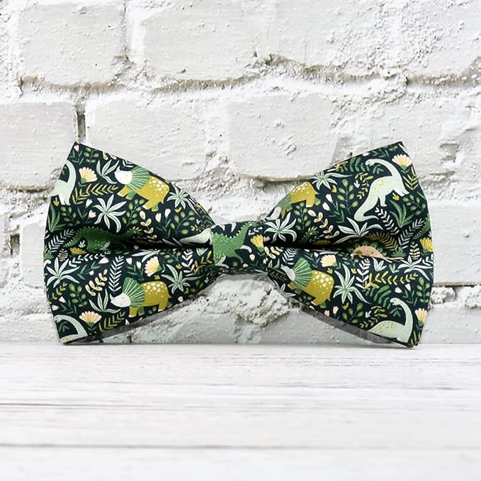 Jungle Dinosaur Dog Bow Tie Dog Collar Accessory