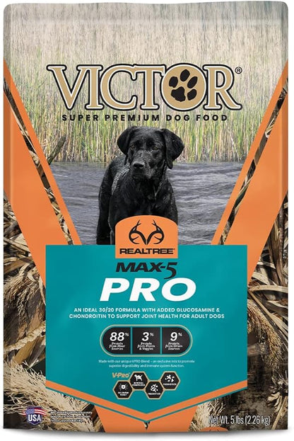 Victor Super Premium Dog Food – Realtree MAX-5 PRO Dry Dog Food – 30% Protein, Gluten Free for Active Adult Dogs, 5lb