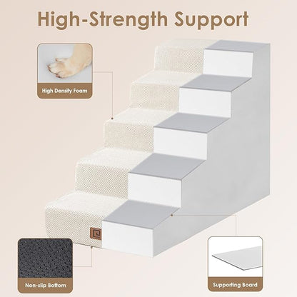 EHEYCIGA Dog Stairs for Small Dog 22.5”H 5-Step Slope