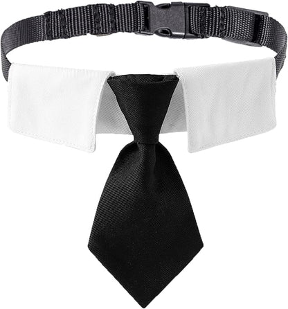 ADOGGYGO Adjustable Dog Neck Tie Collar Dog Collar with Black Necktie Wedding Formal Dog Collars for Medium Large Dogs Pets (Large