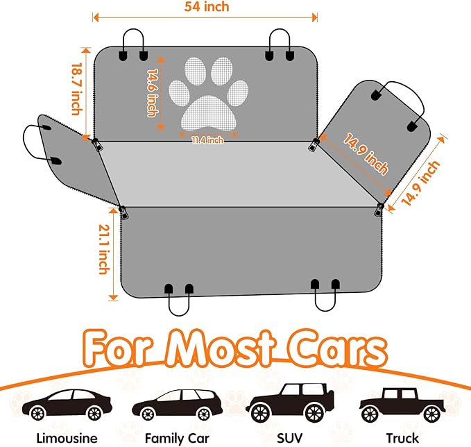 BESTSWEETIE 2024 Newest Dog Car Seat Cover for Back Seat 100% Waterproof