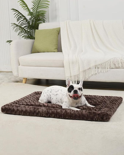 Washable Dog Bed Mat Reversible Dog Crate Pad Soft Fluffy Pet Kennel Beds Dog Sleeping Mattress for Large Jumbo Medium Small Dogs 35 x 22 Inch,