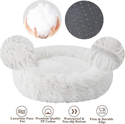 Aurako Cat Bed Dog Bed Round Cushion Pet 28" Milky