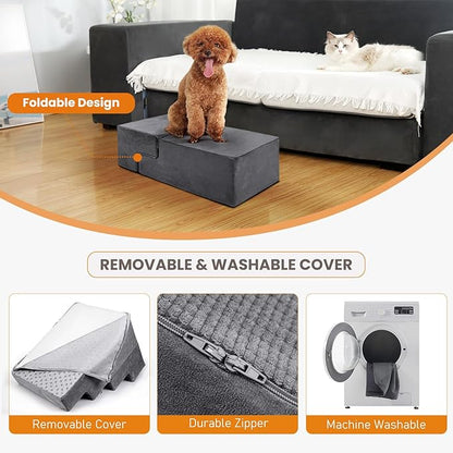 Niubya Dog Stairs for Small Dog Couch,18”H Non-Slip 4 Steps