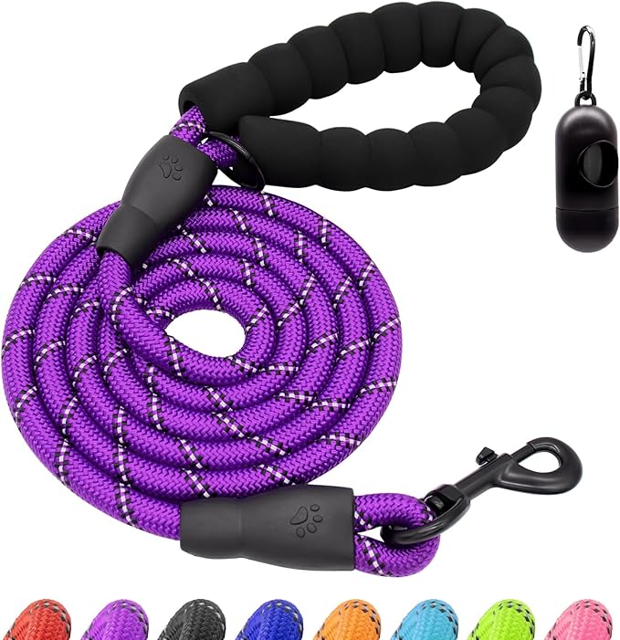 Dog Leash Heavy Duty 4/5/6FT Reflective 5'*1/2'', Purple