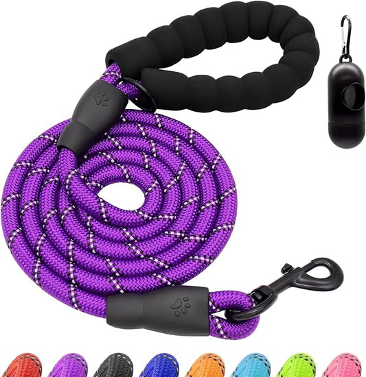 Dog Leash Heavy Duty 4/5/6FT Reflective 5'*1/2'', Purple