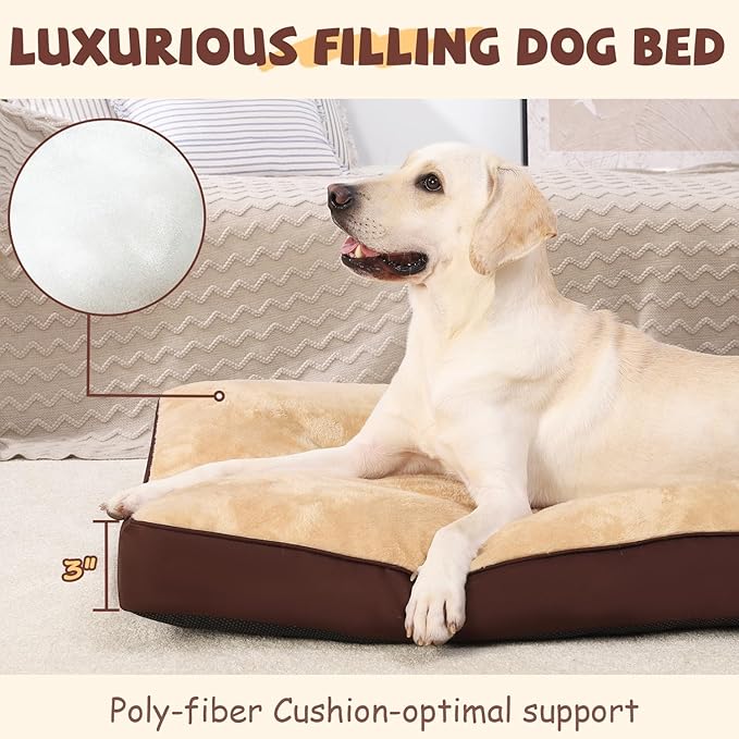 Dog Crate Bed Waterproof Deluxe Plush Dog Beds with Removable Washable Cover Anti-Slip Bottom Pet Sleeping Mattress for Large 41 x 27 inch,