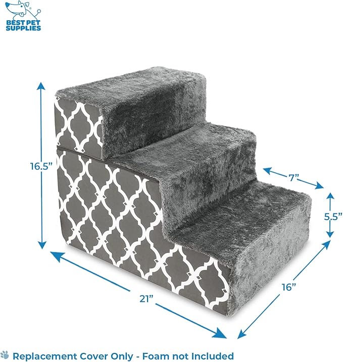 Best Pet Supplies Foldable Pet Stairs Cover for Foam Dog Ramps 3-Step