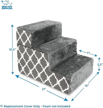 Best Pet Supplies Foldable Pet Stairs Cover for Foam Dog Ramps 3-Step