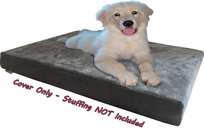 Dogbed4less DIY Pet Bed Pillow Grey MicroSuede Duvet Cover and Waterproof Internal Case for Dog and Cat at 35X20X4 Inch