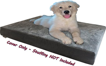 Dogbed4less DIY Pet Bed Pillow Grey MicroSuede Duvet Cover and Waterproof Internal Case for Dog and Cat at 35X20X4 Inch