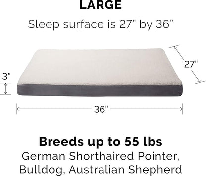 Furhaven Replacement Dog Bed Cover Sherpa & Suede Mattress, Machine Washable - Gray, Large