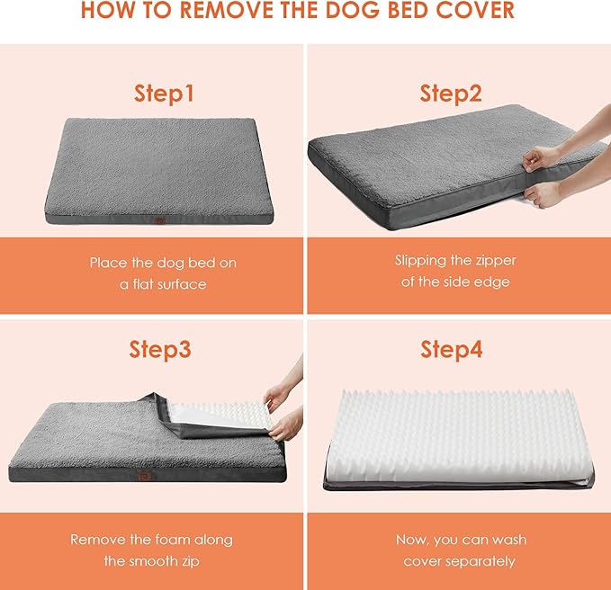 EHEYCIGA Orthopedic XL Dog Beds for Extra Large Dogs with Removable Washable Cover for Crate 41x27