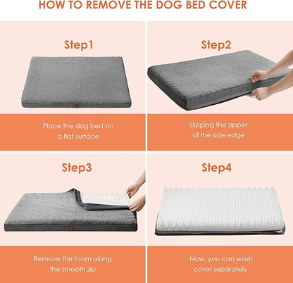 EHEYCIGA Washable Dog Beds for Large Dogs Grey(36 x 27)