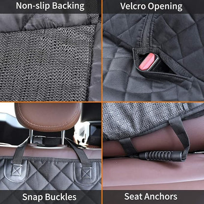 Dog Car Seat Cover for Back Seat Waterproof Car Seat Protector for Dogs with Side Flaps Scratchproof Dog Backseat Cover