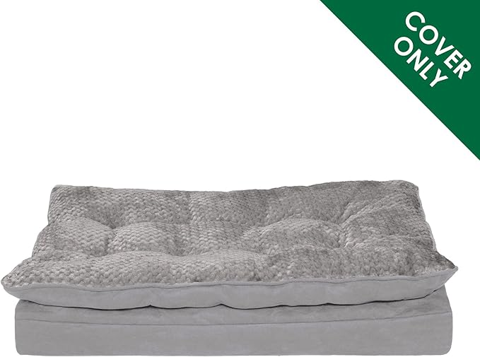 Furhaven Replacement Dog Bed Cover Minky Plush & Suede Pillow Top Mattress