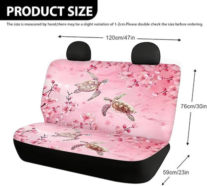 AFPANQZ Cherry Blossom Sea Turtle Car Backseat Covers Dog Seat Cushion for Rear Seat Non-Slip Soft Car Seat Covers for Dogs