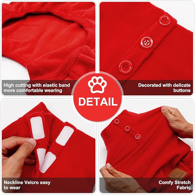 cyeollo Warm Dog Pajamas Winter Coats Fleece Dog Pjs Stretchy Turtleneck Thermal Dog Clothes Medium Dog Pajamas for Cold Weather 2XL