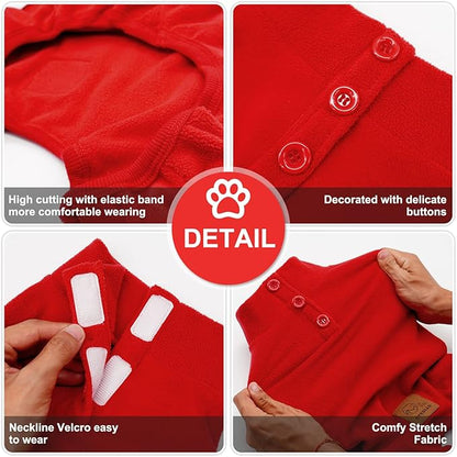 cyeollo Warm Dog Pajamas Winter Coats Fleece Dog Pjs Stretchy Turtleneck Thermal Dog Clothes Medium Dog Pajamas for Cold Weather 2XL