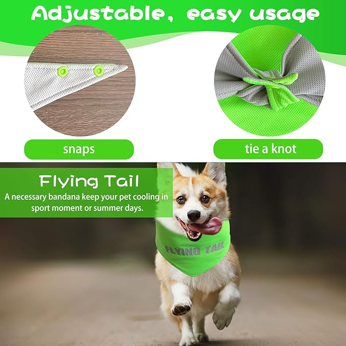 Dog Summer Cool Down Bandana, 3 Layers Special Cooling Materials, Using Water Cool Down, Reversible and Wet Reveal Ice Bandana, Cooling Reflective Dog Bandana (Ice Cream.L)