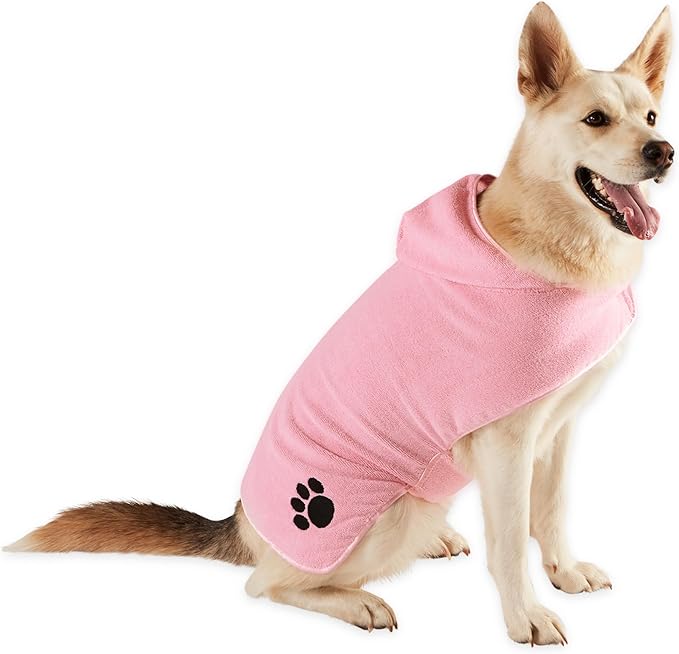Bone Dry Pet Robe Collection Embroidered Absorbent Microfiber Bath Robe with Adjustable Closure
