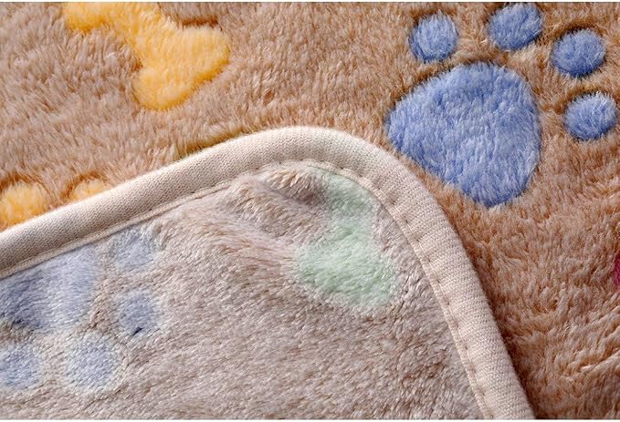 1 Pack 3 Blankets Super Soft Fluffy Cute Bone Pattern Pet Blanket Flannel Throw for Dog Puppy Cat Pink/Brown/Purple Medium